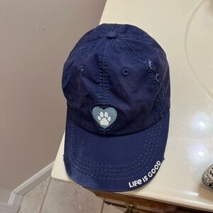 Life Is Good Dark Blue Hat with Paw Design